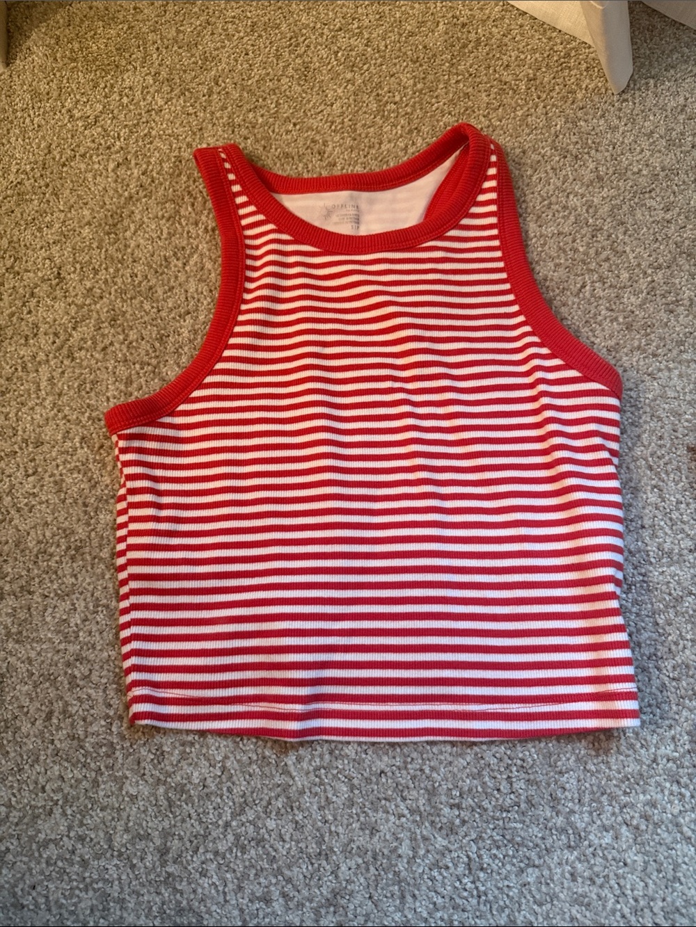 aerie Red & White Striped Ribbed Tank
